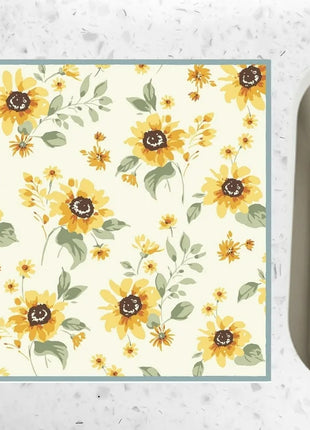 SUNFLOWERS FOREVER Countertop Dish Drying Mat