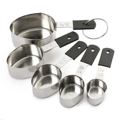 GRIP-EZ STAINLESS STEEL MEASURING CUPS, 5PC SET