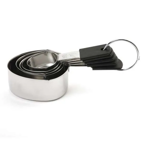 GRIP-EZ STAINLESS STEEL MEASURING CUPS, 5PC SET