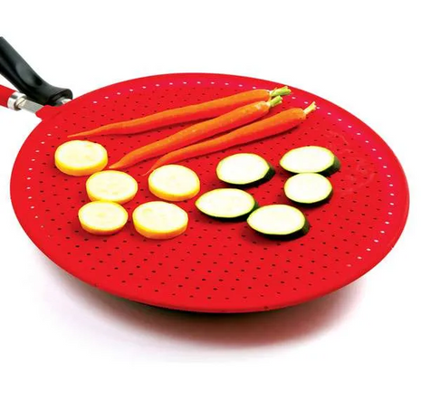 GRIP-EZ SILICONE SPLATTER SCREEN STRAINER, RED