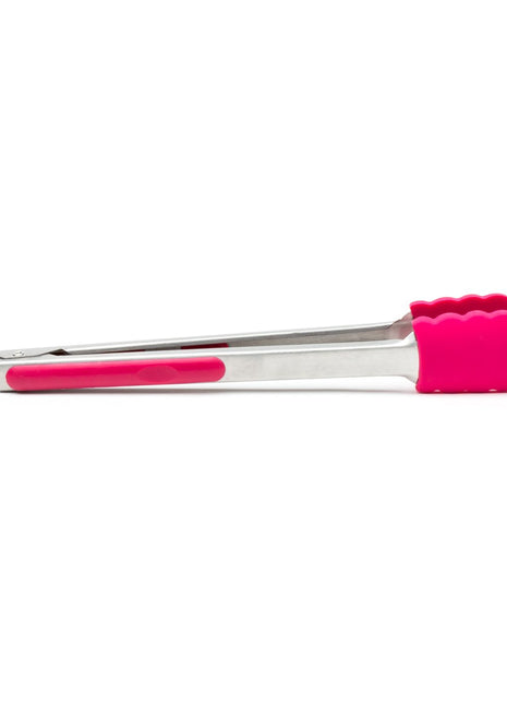 12" SILICONE LOCKING TONGS, RASPBERRY