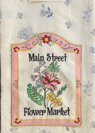 Main Street Flower Market Tea Towel - Hand Embroidery Pattern