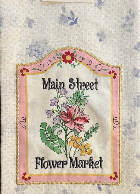 Main Street Flower Market Tea Towel - Hand Embroidery Pattern