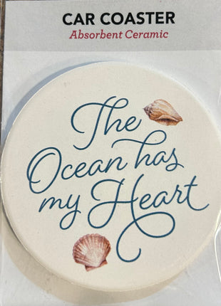 Ceramic Car Coasters - The Ocean Has My Heart