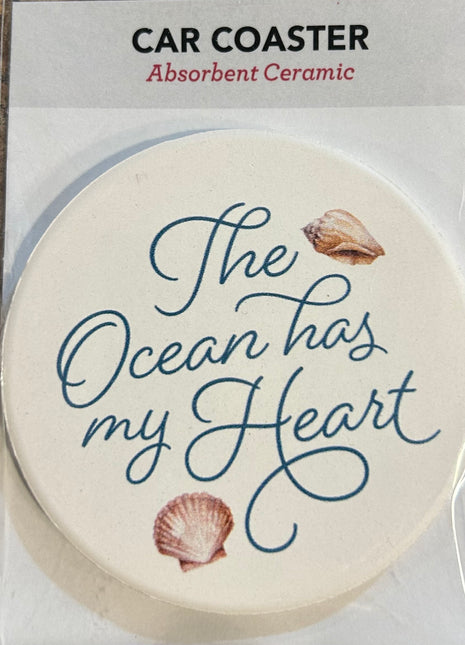 Ceramic Car Coasters - The Ocean Has My Heart