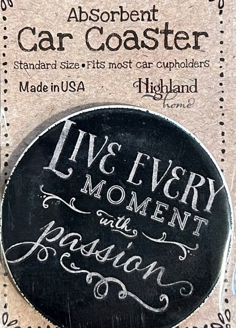 Ceramic Car Coaster - Live Every Moment With Passion