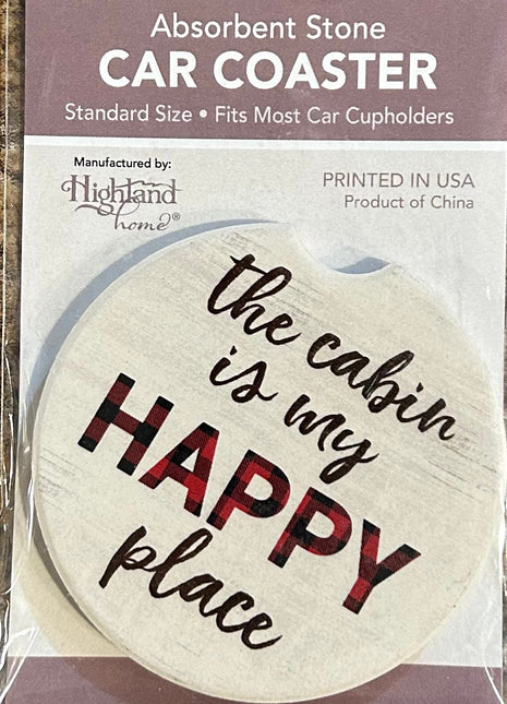 Ceramic Car Coaster - The Cabin Is My Happy Place