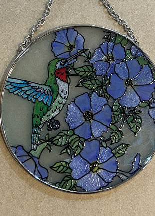 Stained Glass Window Art - Hummingbird Garden