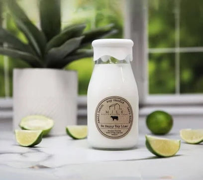 Milk Bottle Candle Be Happy Key Lime