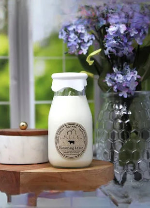 Milk Bottle Candle Blooming Lilac