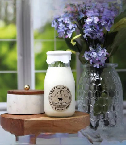 Milk Bottle Candle Blooming Lilac