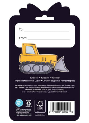 Bulldozer Cookie Cutter 4″ Carded