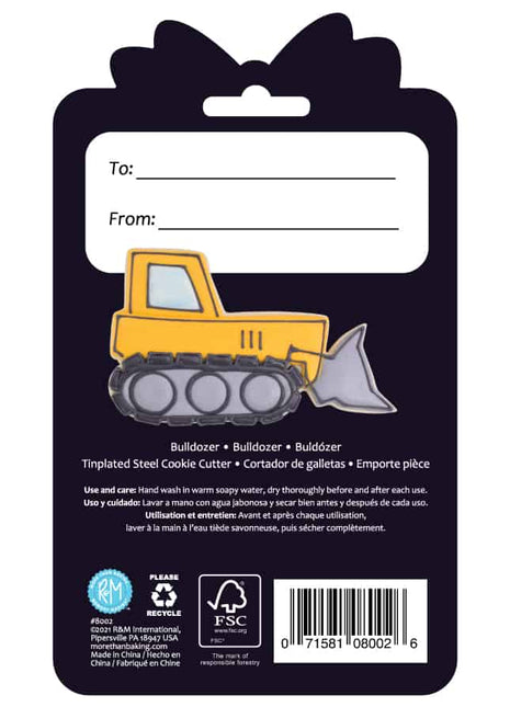 Bulldozer Cookie Cutter 4″ Carded