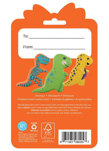 Dinosaur Cookie Cutter 4.75″ Carded