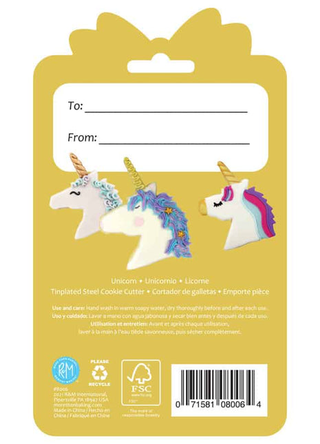 Unicorn Cookie Cutter 4.25″ Carded