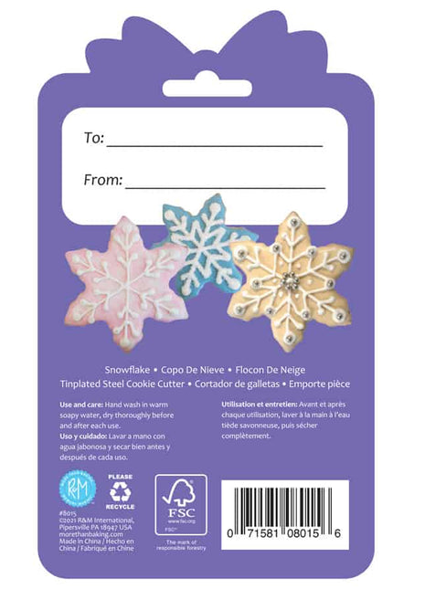 Snowflake Cookie Cutter 3″ Carded