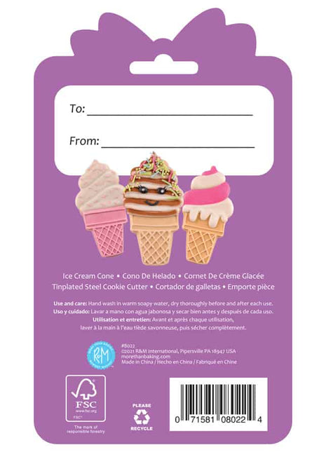 Ice Cream Cone Cookie Cutter 4″ Carded