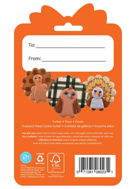 Turkey Cookie Cutter 3.5″ Carded
