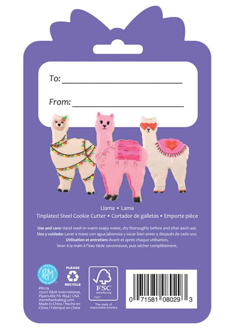 Llama Cookie Cutter 4″ Carded