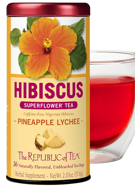 The Republic of Tea Organic Hibiscus Pineapple Lychee Superflower Tea