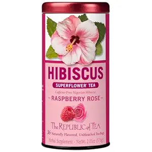The Republic of Tea Organic Hibiscus Raspberry Rose Superflower Tea