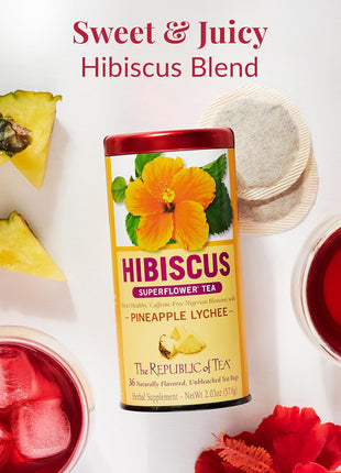 The Republic of Tea Organic Hibiscus Pineapple Lychee Superflower Tea