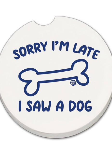 "Saw A Dog" Absorbent Stone Car Coaster 1pk