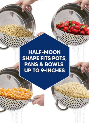 HIC Kitchen Half Moon Pot Strainer
