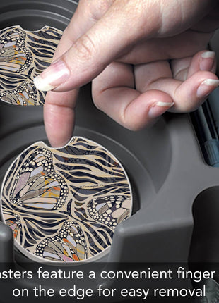 "Zebra Butterflies" Absorbent Stone Car Coaster 1pk