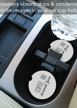 "Survival Juice" Absorbent Stone Car Coaster 1pk