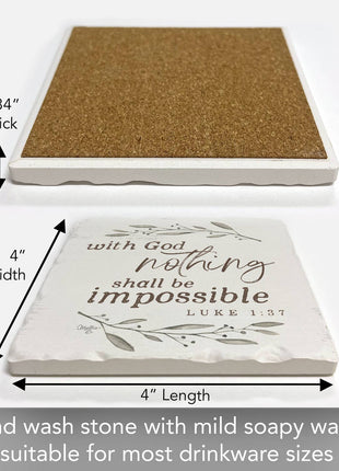 With God Single Absorbent Stone Tumbled Tile Coaster