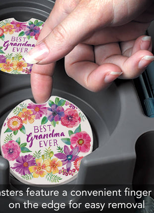 "Best Grandma" Absorbent Stone Car Coaster 1pk