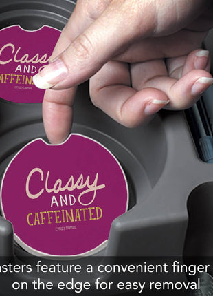 "Classy & Caffeinated" Absorbent Stone Car Coaster 1pk
