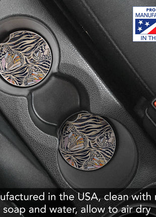"Zebra Butterflies" Absorbent Stone Car Coaster 1pk