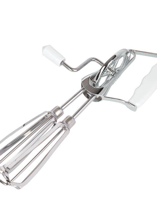 Fox Run Stainless Steel Manual Hand Mixer, White, 10" x 5"