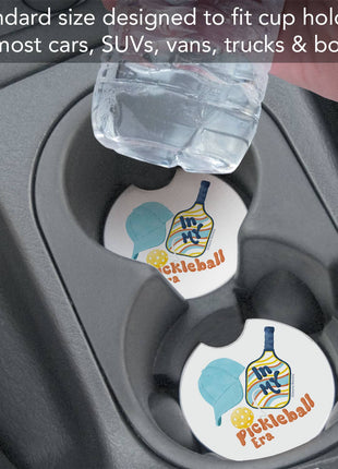 "Pickleball Era" Single Packaged Stone Car Coaster