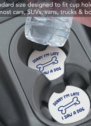 "Saw A Dog" Absorbent Stone Car Coaster 1pk