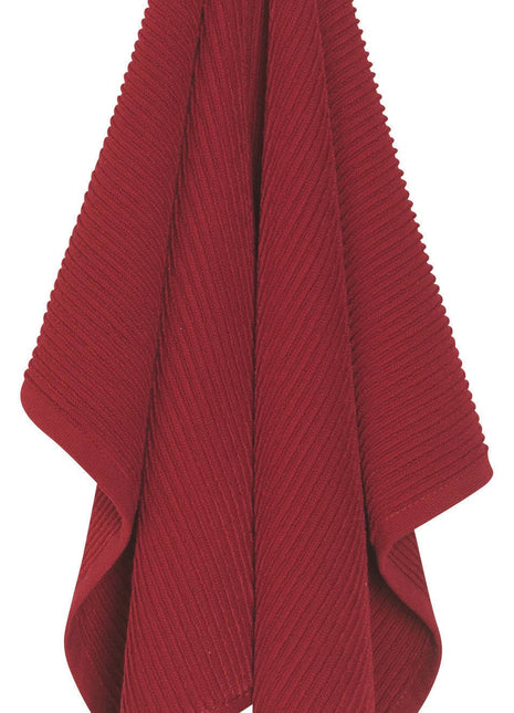 Ripple Carmine Red Turkish Cotton Dishtowel