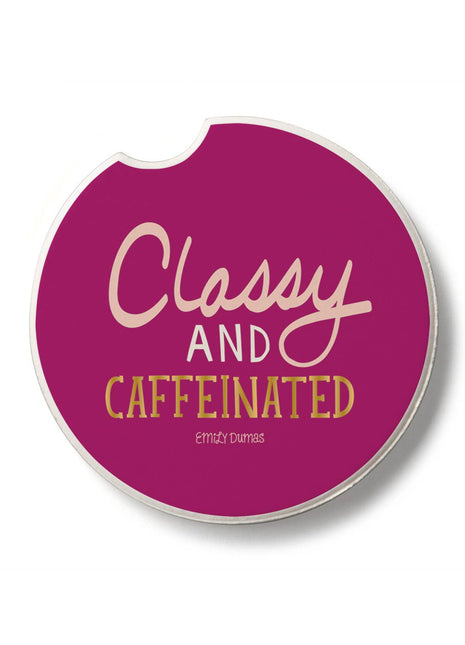 Classy & Caffeinated Absorbent Stone Car Coaster, Single Pack