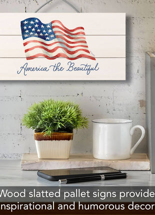 "America the Beautiful" Pallet Wood Sign 12" x 6"