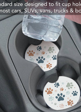 "Paw Prints" Absorbent Stone Car Coaster 1pk