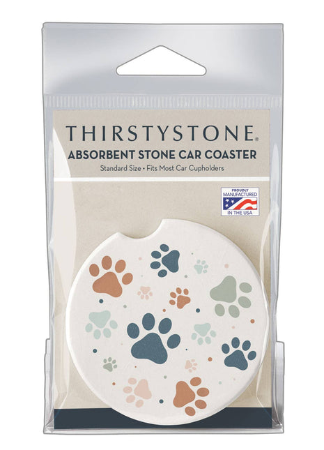 "Paw Prints" Absorbent Stone Car Coaster 1pk