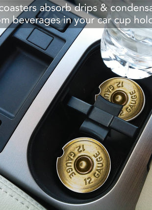 Shotgun Shell Absorbent Stone Car Coaster 1 Pk