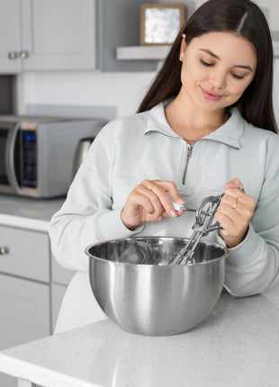Fox Run Stainless Steel Manual Hand Mixer, White, 10" x 5"