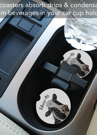"Mooo-dy" Absorbent Stone Car Coaster 1pk