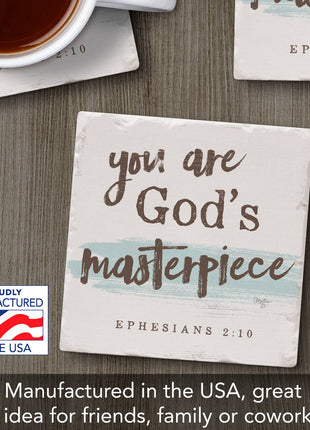 Masterpiece Single Absorbent Stone Tumbled Tile Coaster