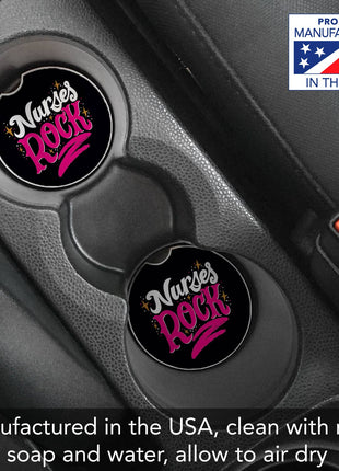 "Nurses Rock" Absorbent Stone Car Coaster 1pk