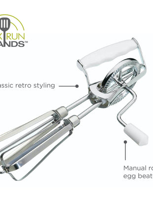 Fox Run Stainless Steel Manual Hand Mixer, White, 10" x 5"