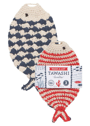 Little Fish Tawashi Crocheted Dishcloths Set of 2