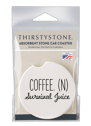 "Survival Juice" Absorbent Stone Car Coaster 1pk